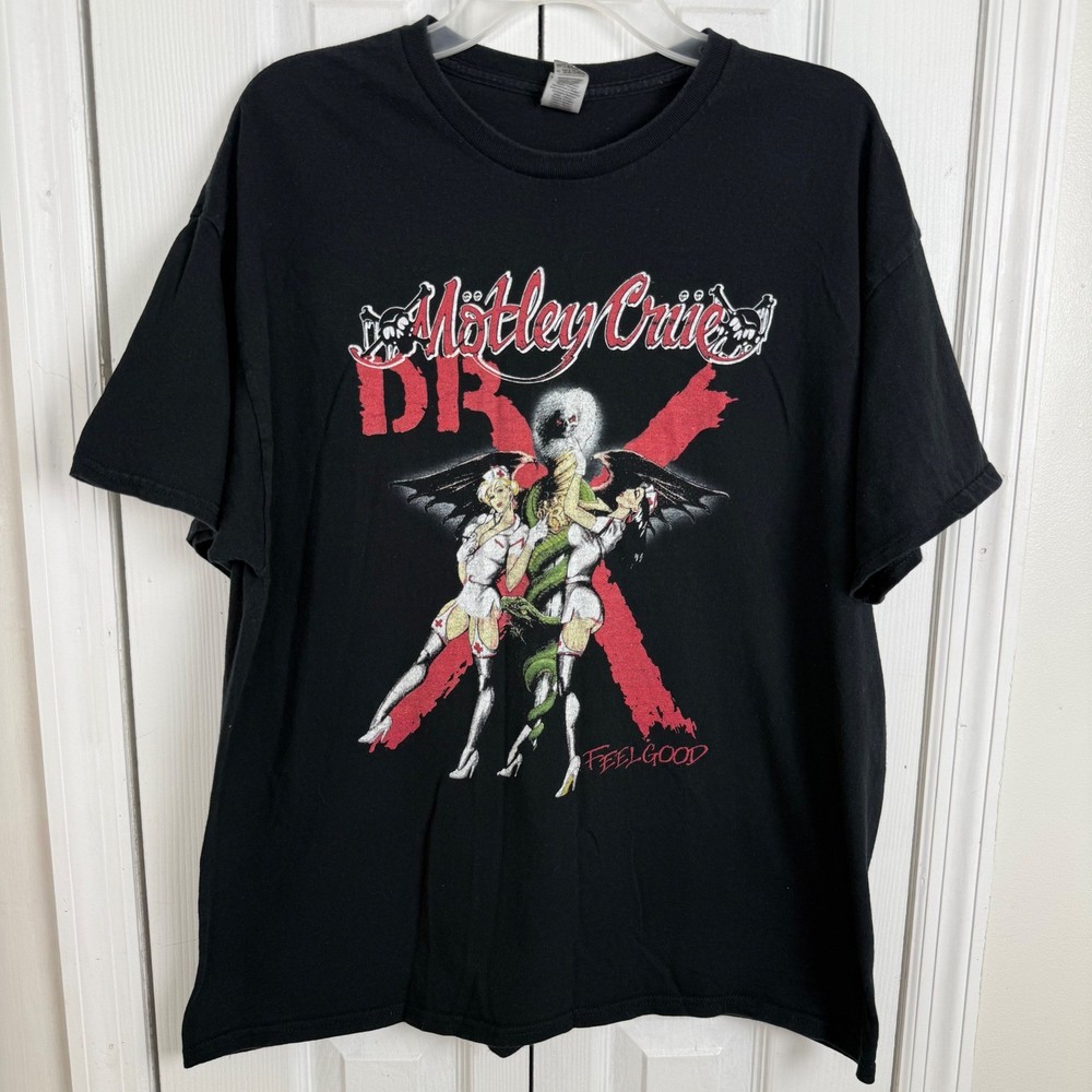 Gildan Gorillaz Motley Crue Tour T-Shirt XL Black Rock Grunge Streetwear Tee