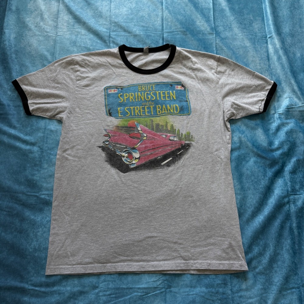 Bruce Springsteen E Street Band Born in the USA Tour 1984 Ringer Tee Gray XL