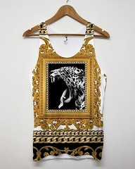 Leopard Gold Frame All Over Printed Vest Singlet Tank Top Men Royal Hip Hop Swag