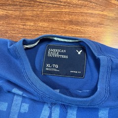 Y2K American Eagle Waffle Shirt Size XL Blue Long Sleeve Thermal Waffle Knit Tee