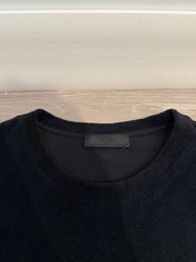 Prada Cotton Terry T-shirt with Enamel Metal Triangle Logo in Black 2025 Large