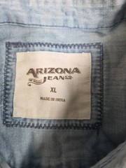 Arizona Jean Co Denim Shirt Mens Sz XL Light Blue 100% Cotton Ombre Pearl Snap