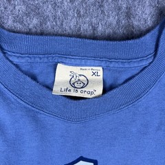 Vtg Y2K Life Is Crap Men’s T-Shirt Parody Joke Humor Blue Short Sleeve Size XL
