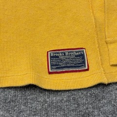Brooks Brothers Henley Shirt Men Large Yellow Long Sleeve Waffle Knit Pullover