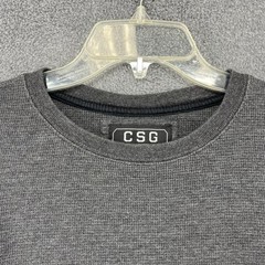 CSG Thermal Shirt Mens Medium Charcoal Gray Waffle Knit Long Sleeve Crewneck