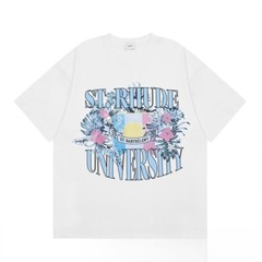 43STYLE RHUDE Men High Quality Leisure Cotton Short Sleeve Polo T-Shirt S-2XL
