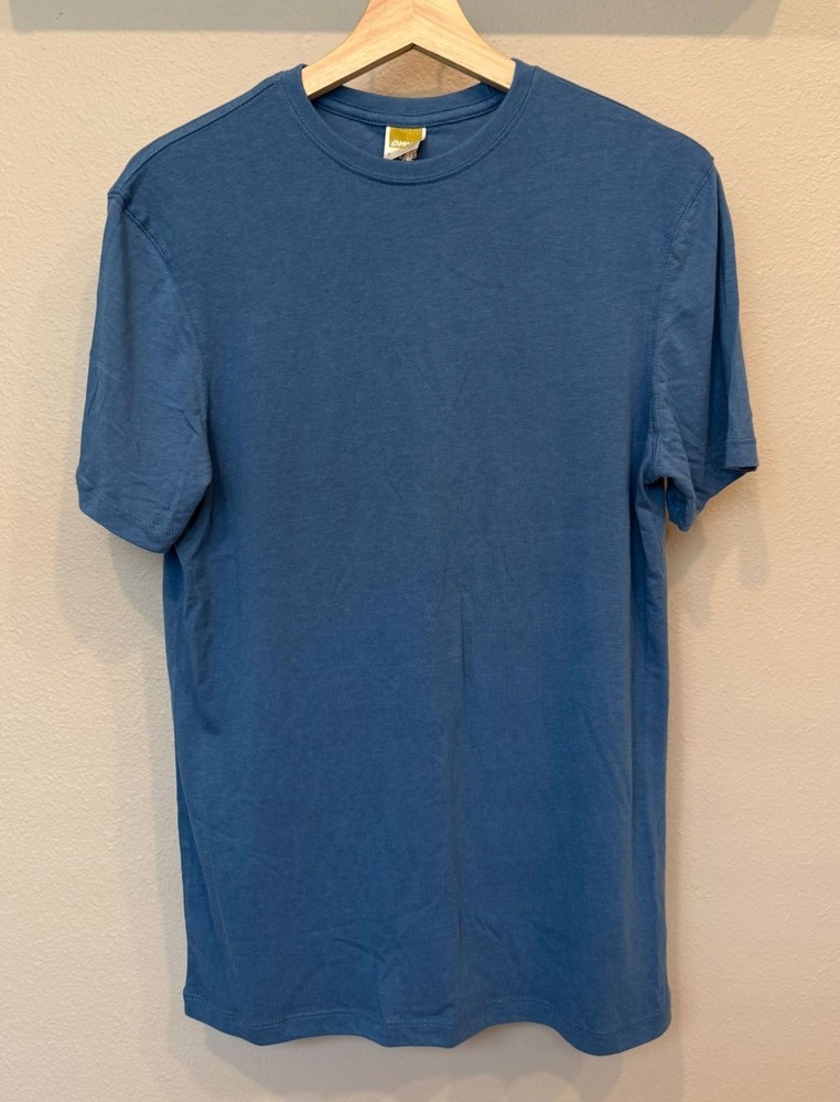 ONNO Men’s Organic Cotton Bamboo Short Sleeve Shirt Small Blue Casual Outdoors