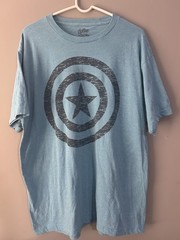 Marvel Avengers Captain America Shield Logo Graphic Blue Crew Neck Tee XL