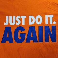 Nike Just Do It Again Men’s XL Orange Long Sleeve Cotton T-Shirt Ribbed Cuffs