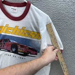 Vintage Stedman Shirt Adult Large White Ringer Stock Car Racing Grunge 80s Mens