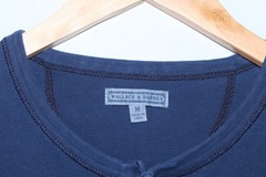 Wallace & Barnes Men’s Medium Indigo Blue Short Sleeve Henley Neck T-Shirt