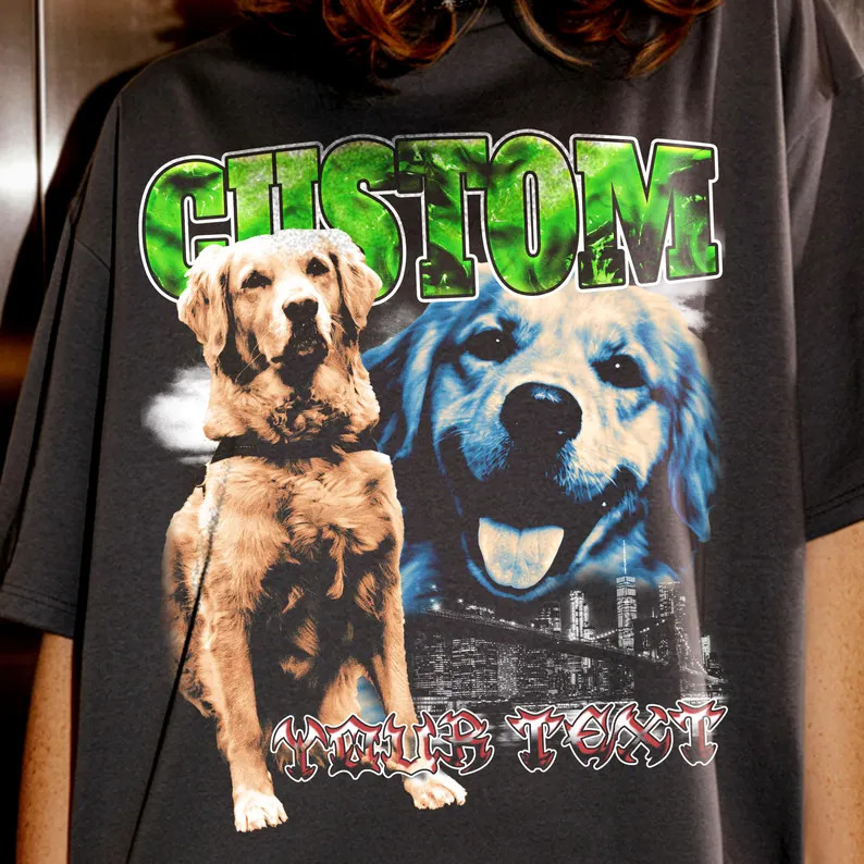 Custom Pet Dog Face Bootleg Comfort Tee Shirt Personalized