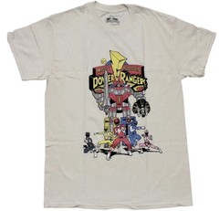 Mighty Morphin Power Rangers New Adult T-Shirt – Cast Below Megazord