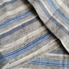 Vintage Cal Cru Kodiak Alaska Short Sleeve T-Shirt Size Large Striped Blue Gray