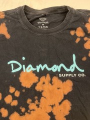 Diamond Supply Co Men’s Medium Black Bleach Dye Design Graphic Tee
