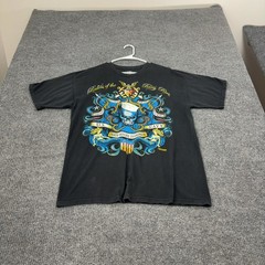 US Navy 7.62 Design T Shirt Mens L Black Cotton Mermaid Skull Graphic Military