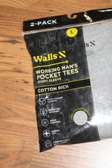 NIP Walls Working Man’s Pocket Tees S/S Cotton Rich – Large – 2 Pack – Grey