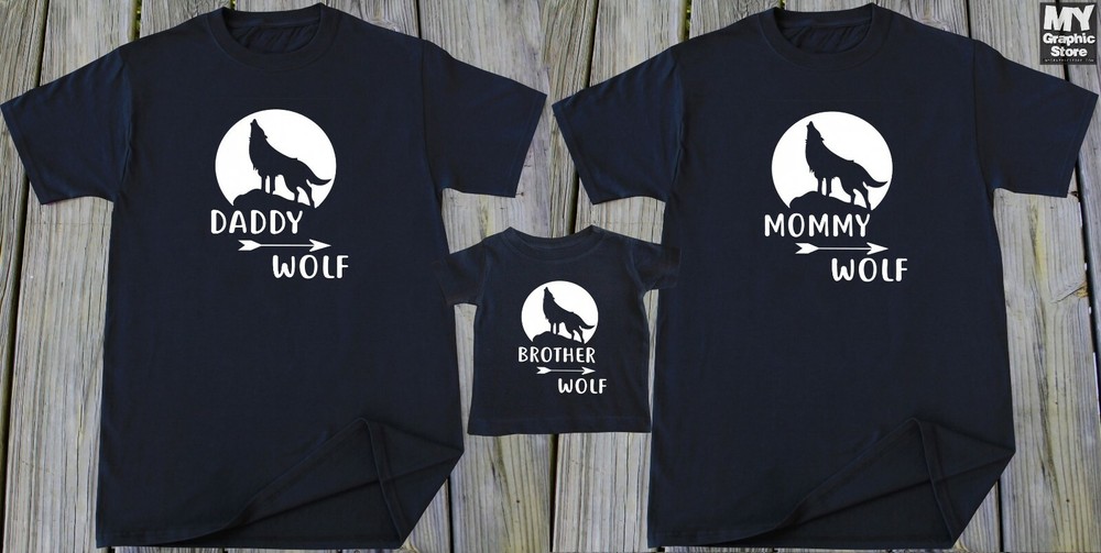 Wolf T-shirt Family Matching Tee Daddy Mommy Baby Grandpa Grandma Uncle Gift