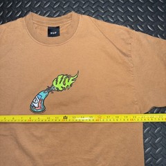 HUF Y2K Skater Graffiti T-Shirt Sz L Graphic Print Streetwear Molotov Logo 2002
