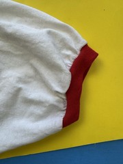 Vintage 90s Ringer T Shirt White Red Crewneck Soffe XL 50/50 USA made Blank
