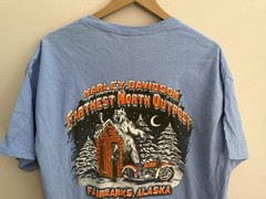 Harley Davidson Fairbanks Alaska Outpost Graphic Print T-Shirt In Blue Sz XL