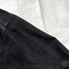 Saxony Collection leather shirt jacket mens Large black suede pocket flaps