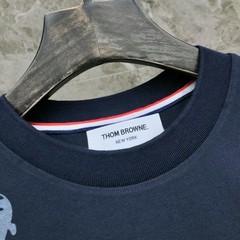Thom Browne New Multi Animal Print Cotton Short Sleeve Navy T-Shirt Size L