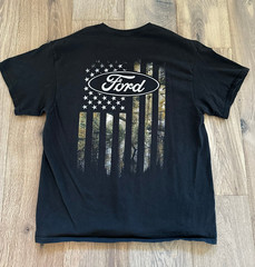 Ford Camouflage Accent Hunting American Flag Cars Trucks Patriotic Tee Men XL