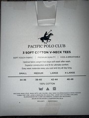 Pacific Polo Club ~ Men’s 3-Pack T-Shirts V-Neck White Gray Black Cotton ~ XL