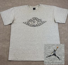 Vintage 2001 NIKE AIR JORDAN 1 WINGS CO.JP JAPAN METALLIC SILVER GRAY T SHIRT L