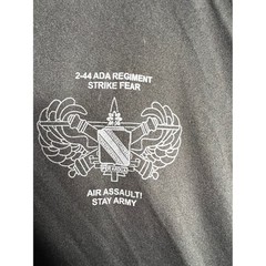 A4 Mens Black 2-44 ADA REGIMENT STRIKE FEAR AIR ASSAULT TShirt Large