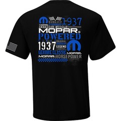 CHECKERED FLAG SPORTS MOPAR POWER 1937 USA MEN’S BLACK TEE SHIRT E1667