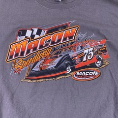 Gildan Shirt Mens XL Gray Macon Speedway Nascar Racing Car Double Sided