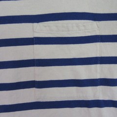 Bonobos Mens T-Shirt Long Sleeve XL Beige/Navy Striped Pocket 100% Cotton