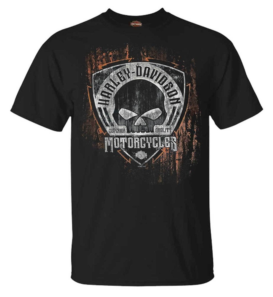 Harley-Davidson Men’s Corrosion Skull Short Sleeve Crew-Neck T-Shirt – Black