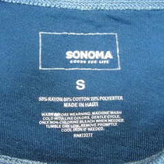 New Sonoma Mens Long Sleeve T-Shirt S Blue Heathered Rayon Cotton Polyester