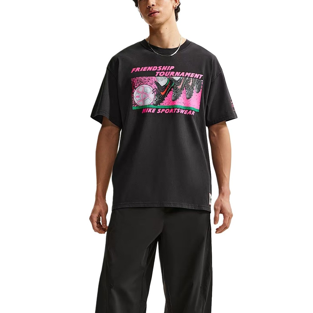 Nike Sportswear T Shirts Men’s Gray Black Crew Neck Moderate IR5775-045 Size