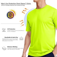 Mens Short Sleeve UPF50+ T-Shirt Quick Dry Rash Guard Athletic Running Swim Top