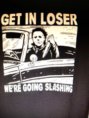 HALLOWEEN “GET IN WE’RE GOING SLASHING” MICHAEL MYERS MENS SMALL BLACK T SHIRT