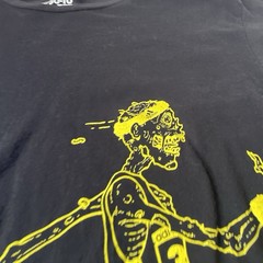 Adidas Running Skeleton Zombie Graphic T Shirt Men’s L Black W/ Neon 100% Cotton
