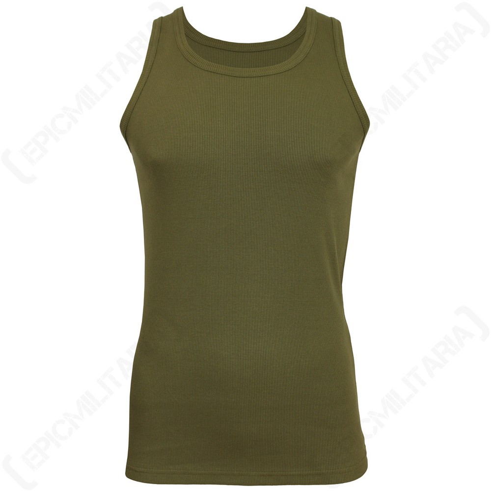 Olive Green Tank Top – Premium – Vest Army Military Army Mens All Sizes New