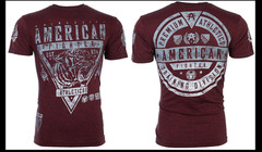 AMERICAN FIGHTER Burgundy WISCONSIN Athletic Graphic T-shirt NWT