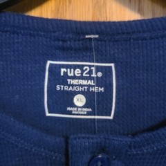 Rue21 Men’s Straight Hem Thermal Long Sleeve Shirt Blue Size XL NWT