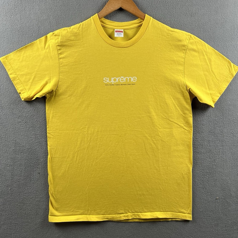 Supreme Shirt Mens Large Yellow New York City Graphic Short Sleeve Box Logo Tee