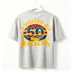 Unisex 2-Sided I Visited All 50 States Vintage Map Tee Graphic Road Trip T-Shirt