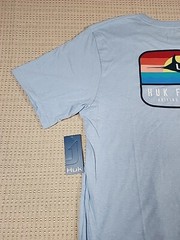 Medium HUK Men’s Performance Fishing Shirt Sunset Marlin Light Blue /Crystal Sky