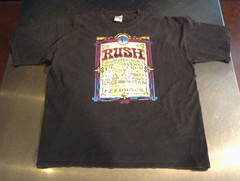 Vintage 2004 Rush Rock Band Concert Tour T-Shirt XL Black Tour Cities on Back