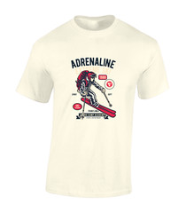 ADRENALINE EXTREME SKI MENS T SHIRT SKIING DESIGN COOL HOLIDAY CLOTHING GIFT TOP