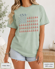 USA Sailboat Flag Comfort Colors Tee, Patriotic Coastal Fourth of July Shirt