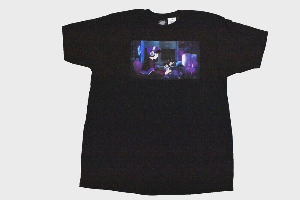 Lofi Girl Mens Lofi Boy With Puppy Lofi Music Black Shirt NWT XS-3XL